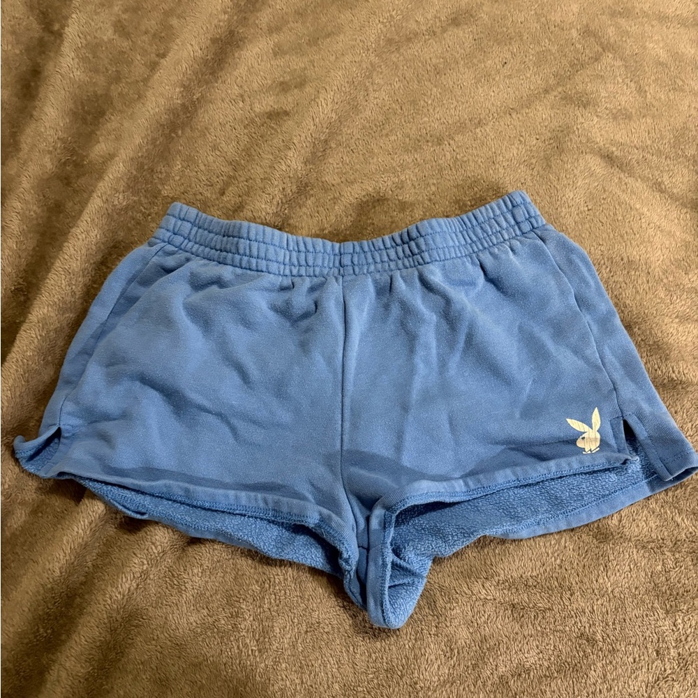 PLAYBOY Light Blue Terry Lounge Shorts - Women's